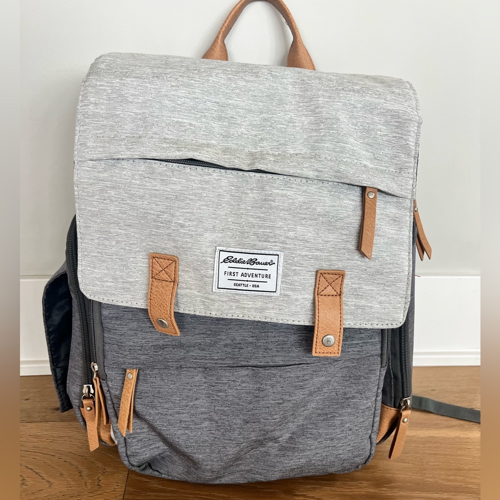 Eddie Bauer Two-Tone Gray Baby Bag Backpack